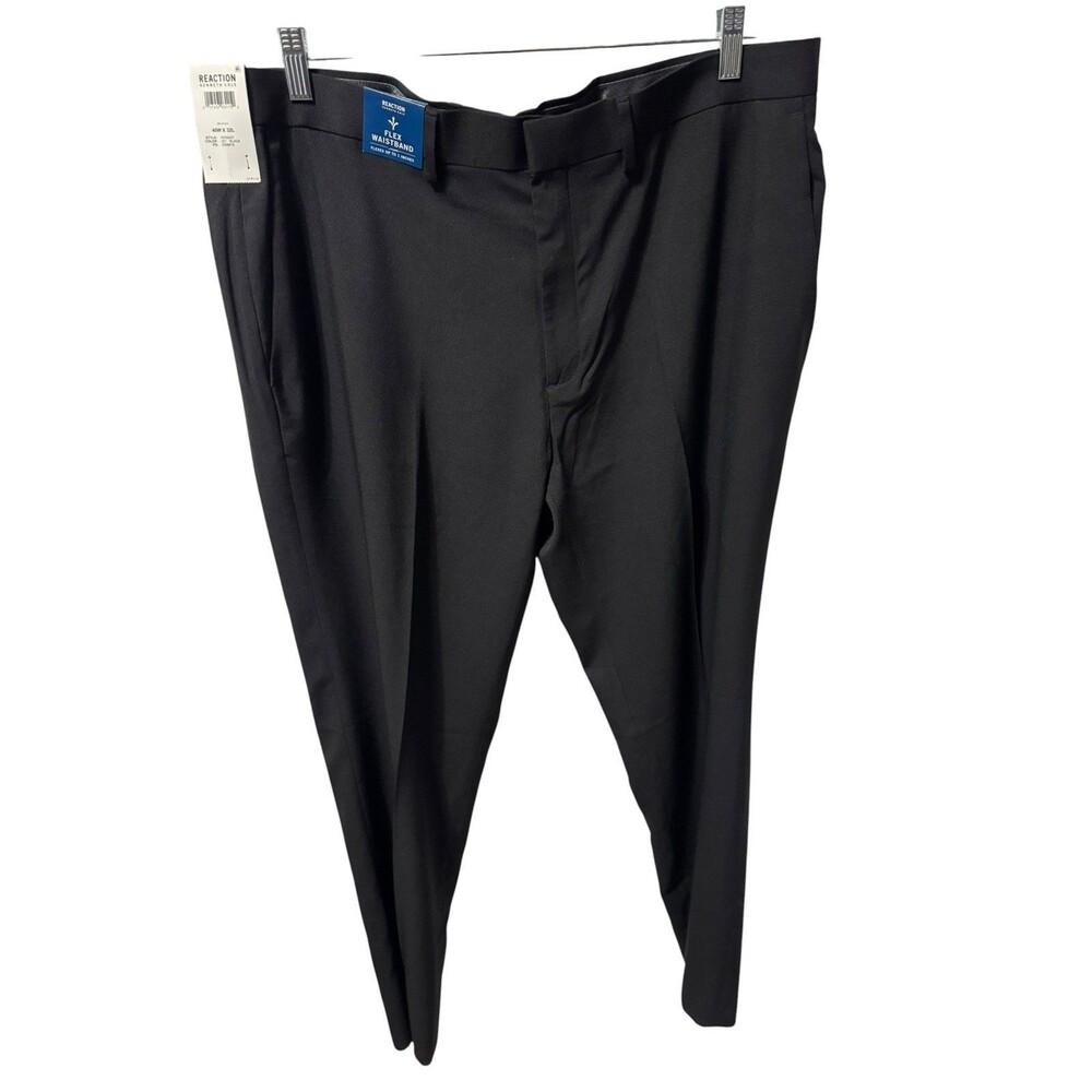 Reaction Kenneth Cole Men’s Modern Fit Flat Front Stretch Micro-Check Pants 40W